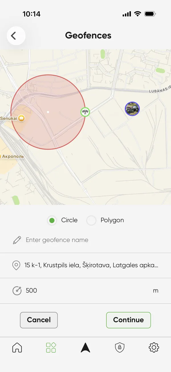 Geofences that watch for you - SIZZAPP app screen