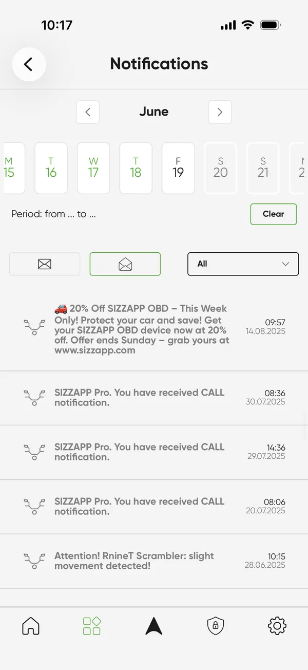 Always in the loop - SIZZAPP app screen