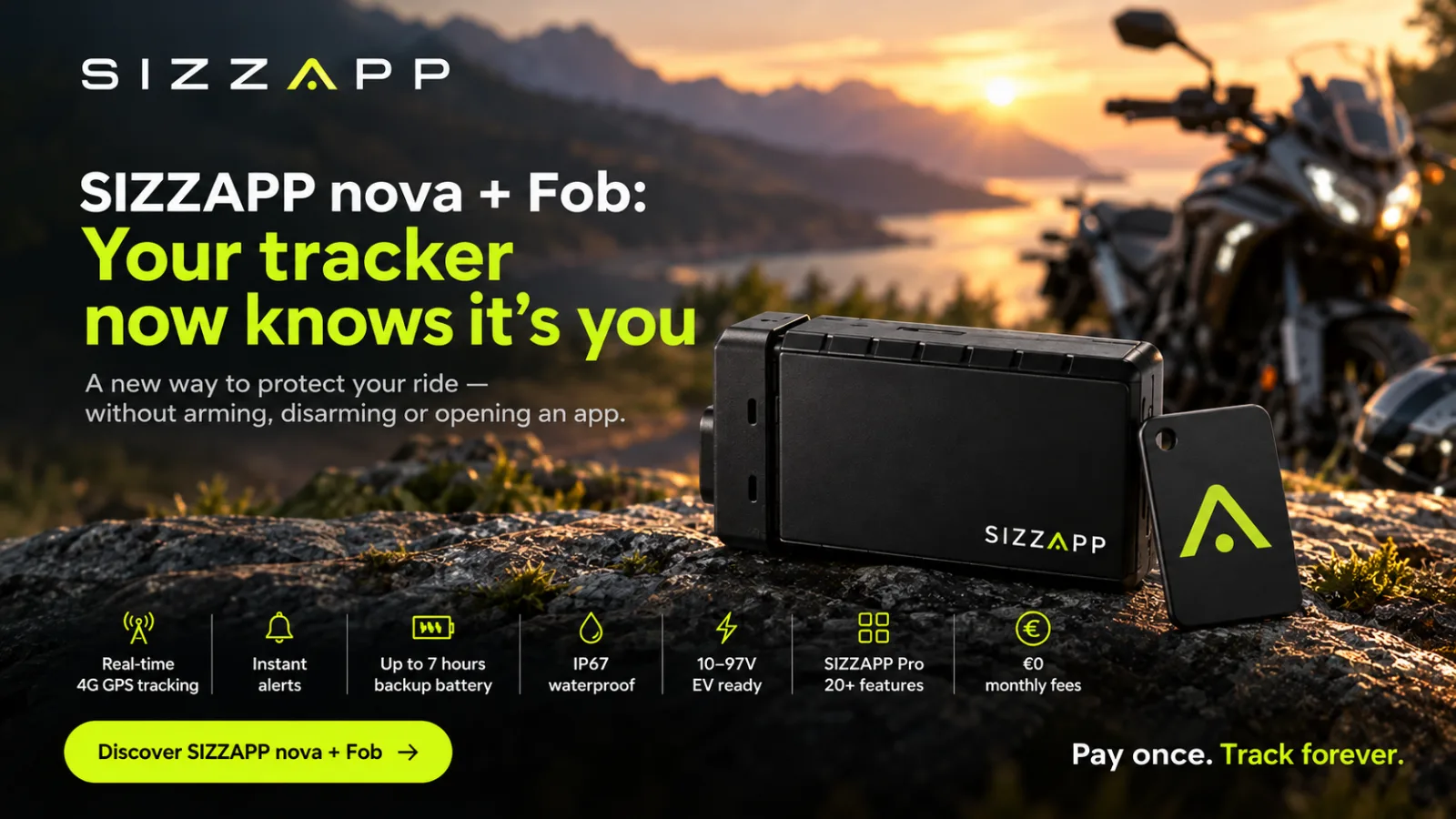 SIZZAPP nova + Fob: Your Tracker Now Knows It’s You